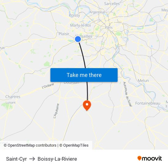 Saint-Cyr to Boissy-La-Riviere map