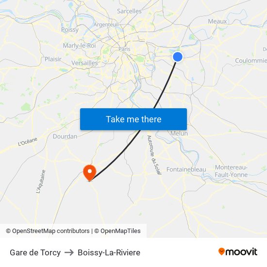 Gare de Torcy to Boissy-La-Riviere map
