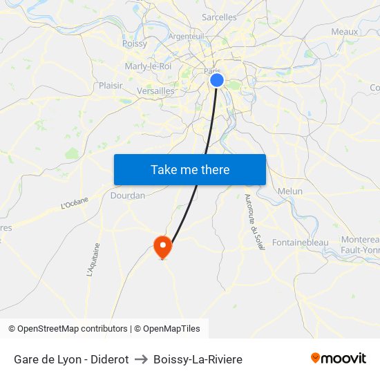 Gare de Lyon - Diderot to Boissy-La-Riviere map