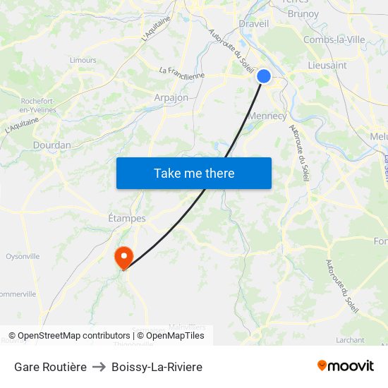 Gare Routière to Boissy-La-Riviere map