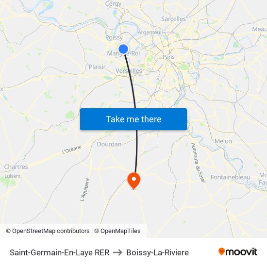 Saint-Germain-En-Laye RER to Boissy-La-Riviere map