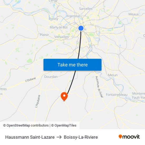 Haussmann Saint-Lazare to Boissy-La-Riviere map