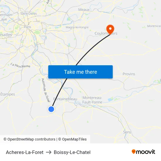 Acheres-La-Foret to Boissy-Le-Chatel map