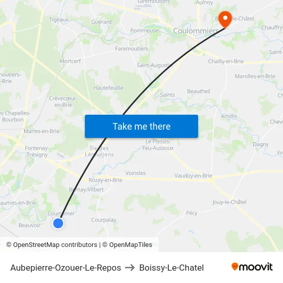 Aubepierre-Ozouer-Le-Repos to Boissy-Le-Chatel map
