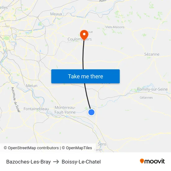 Bazoches-Les-Bray to Boissy-Le-Chatel map