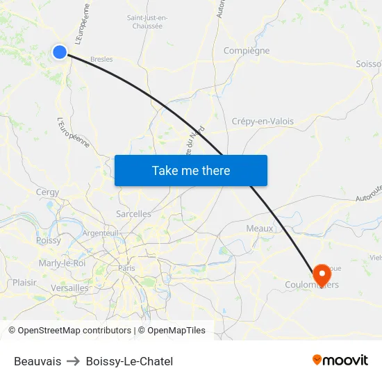 Beauvais to Boissy-Le-Chatel map