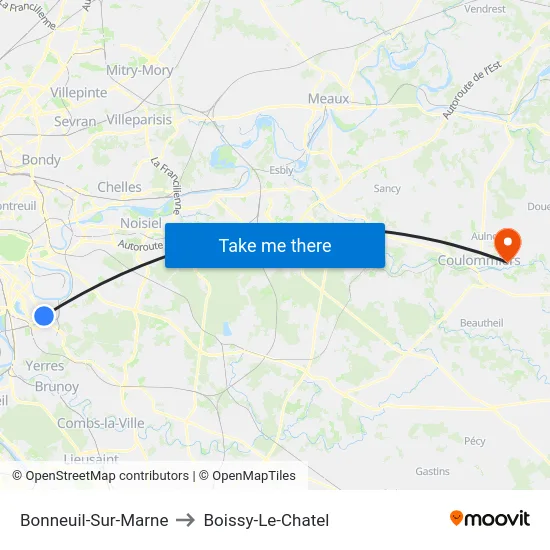 Bonneuil-Sur-Marne to Boissy-Le-Chatel map