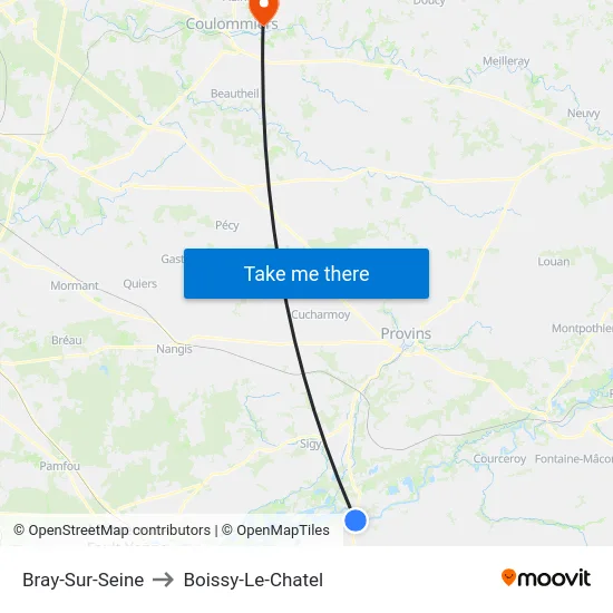 Bray-Sur-Seine to Boissy-Le-Chatel map