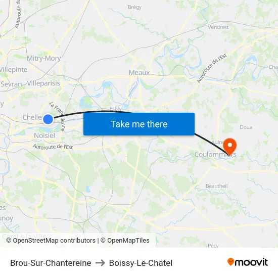 Brou-Sur-Chantereine to Boissy-Le-Chatel map