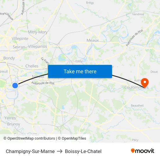 Champigny-Sur-Marne to Boissy-Le-Chatel map