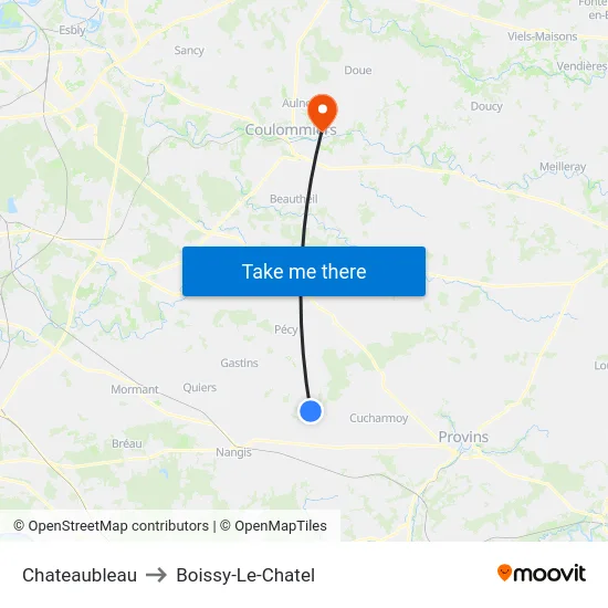 Chateaubleau to Boissy-Le-Chatel map