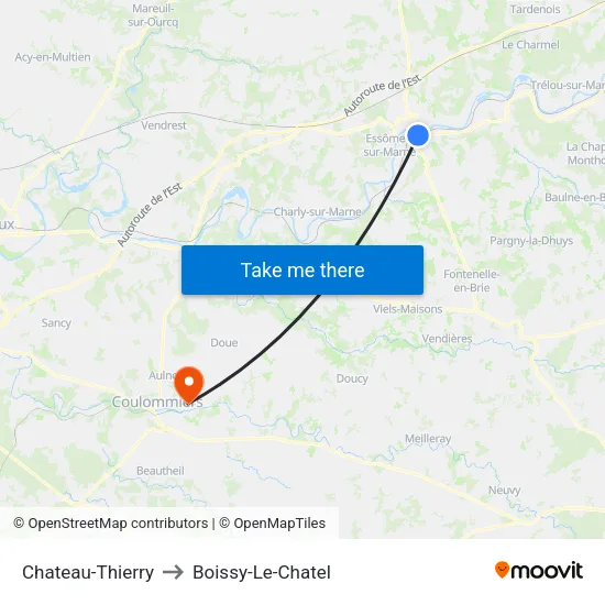 Chateau-Thierry to Boissy-Le-Chatel map