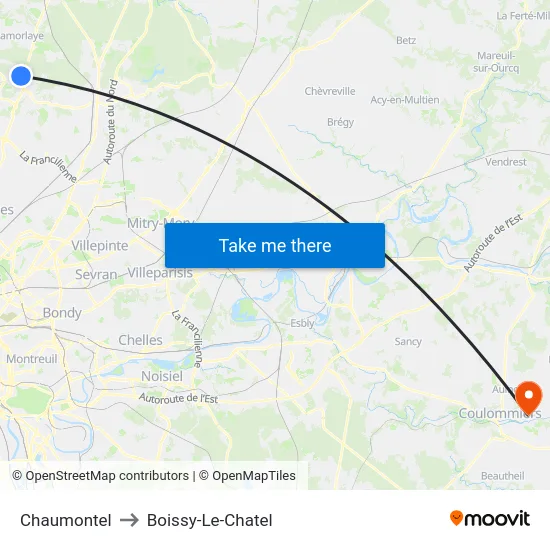 Chaumontel to Boissy-Le-Chatel map