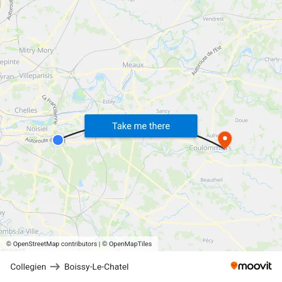 Collegien to Boissy-Le-Chatel map