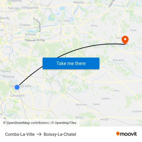 Combs-La-Ville to Boissy-Le-Chatel map