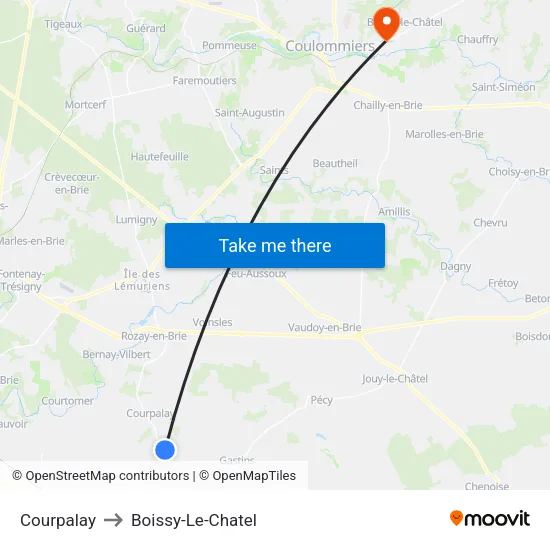 Courpalay to Boissy-Le-Chatel map