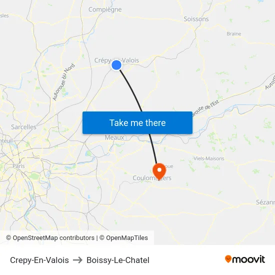 Crepy-En-Valois to Boissy-Le-Chatel map