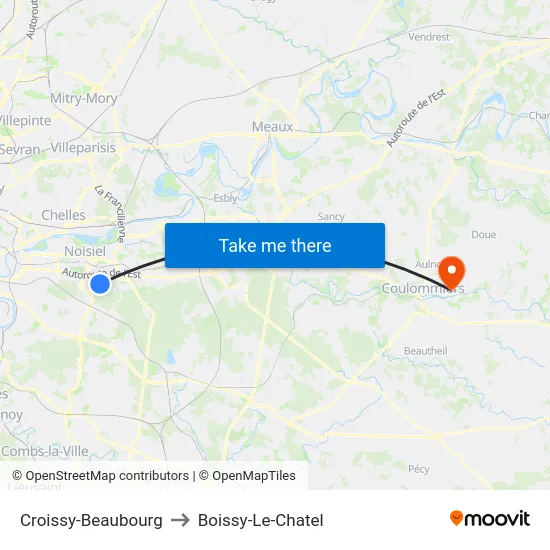 Croissy-Beaubourg to Boissy-Le-Chatel map