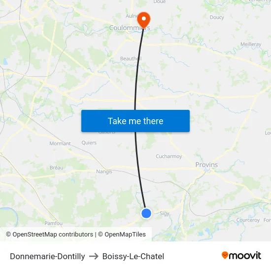 Donnemarie-Dontilly to Boissy-Le-Chatel map