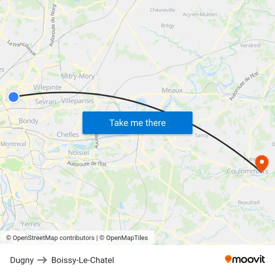 Dugny to Boissy-Le-Chatel map