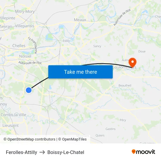 Ferolles-Attilly to Boissy-Le-Chatel map