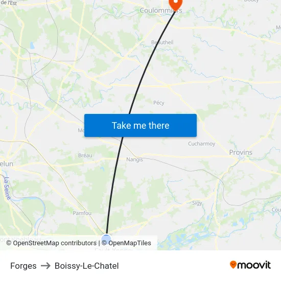 Forges to Boissy-Le-Chatel map