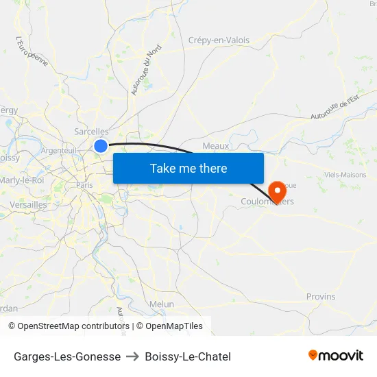 Garges-Les-Gonesse to Boissy-Le-Chatel map