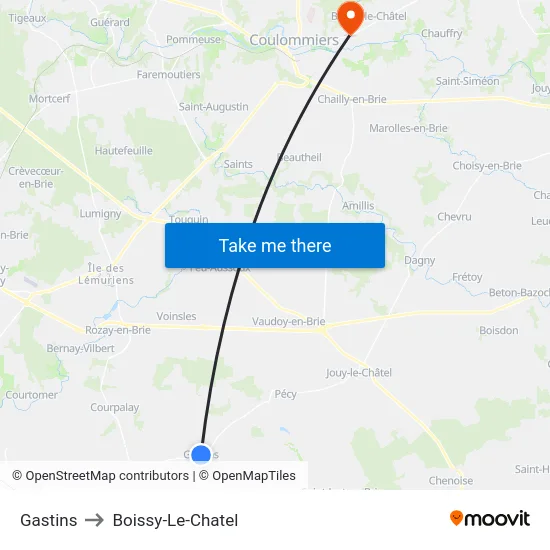 Gastins to Boissy-Le-Chatel map