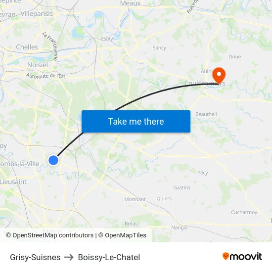 Grisy-Suisnes to Boissy-Le-Chatel map