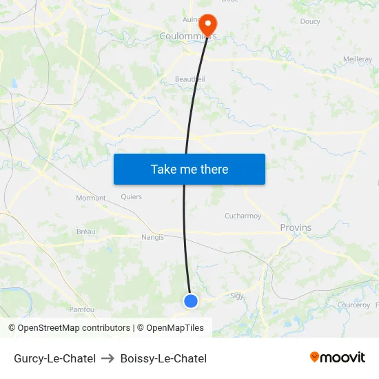 Gurcy-Le-Chatel to Boissy-Le-Chatel map