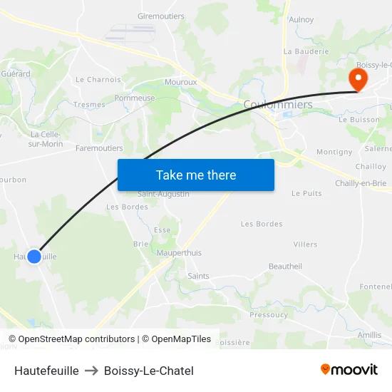 Hautefeuille to Boissy-Le-Chatel map