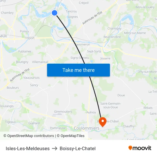 Isles-Les-Meldeuses to Boissy-Le-Chatel map