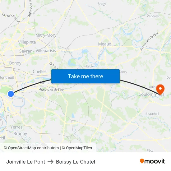 Joinville-Le-Pont to Boissy-Le-Chatel map
