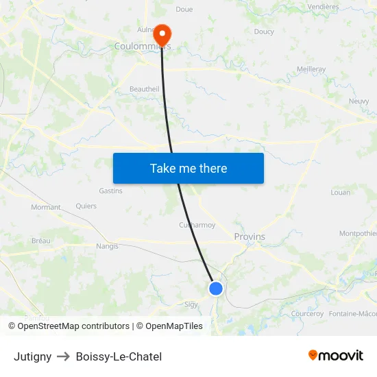 Jutigny to Boissy-Le-Chatel map