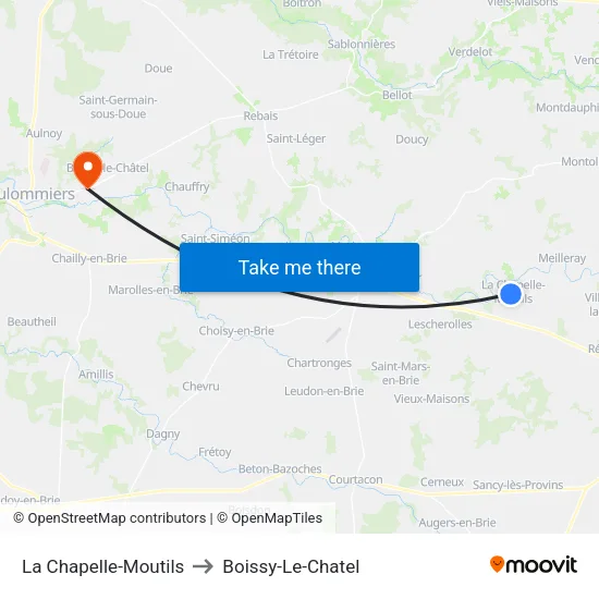 La Chapelle-Moutils to Boissy-Le-Chatel map
