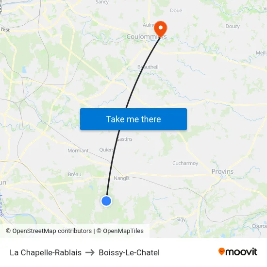 La Chapelle-Rablais to Boissy-Le-Chatel map
