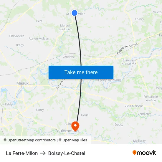 La Ferte-Milon to Boissy-Le-Chatel map