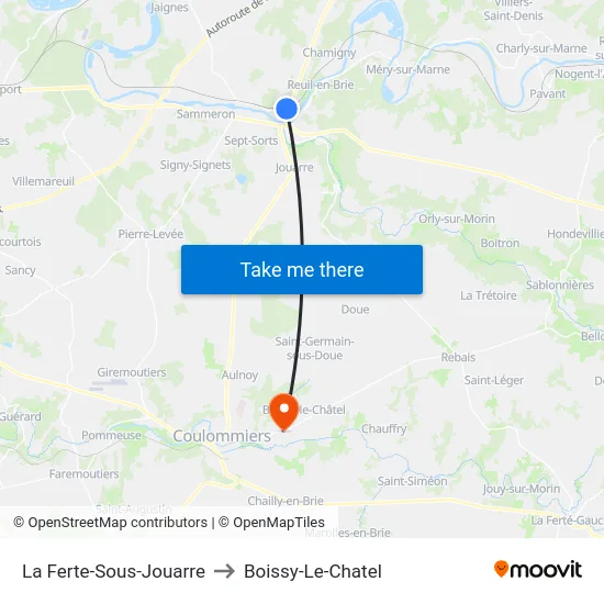 La Ferte-Sous-Jouarre to Boissy-Le-Chatel map