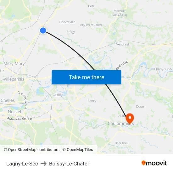 Lagny-Le-Sec to Boissy-Le-Chatel map