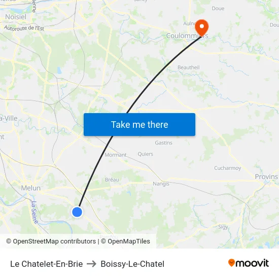 Le Chatelet-En-Brie to Boissy-Le-Chatel map