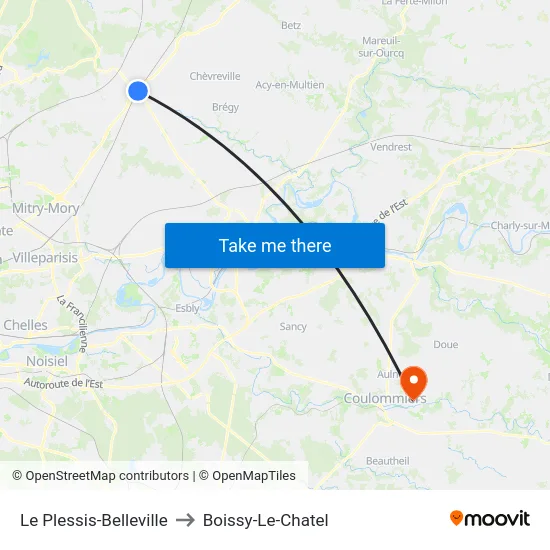 Le Plessis-Belleville to Boissy-Le-Chatel map