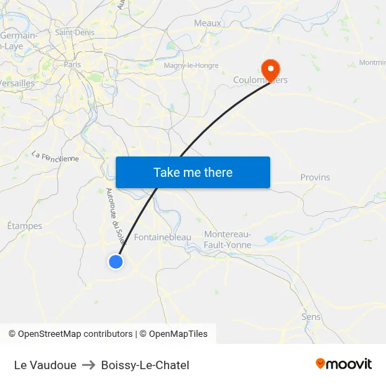 Le Vaudoue to Boissy-Le-Chatel map
