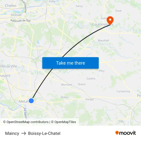 Maincy to Boissy-Le-Chatel map