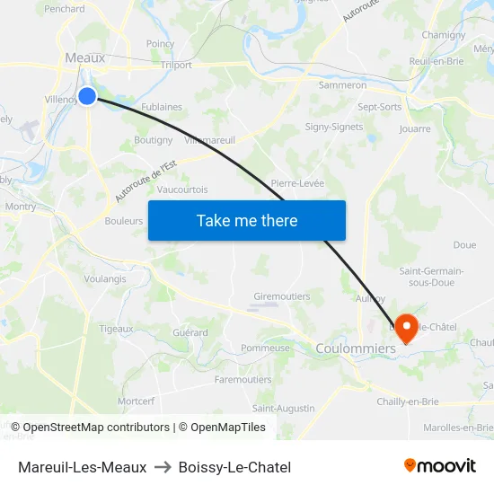 Mareuil-Les-Meaux to Boissy-Le-Chatel map