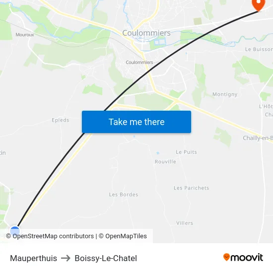 Mauperthuis to Boissy-Le-Chatel map