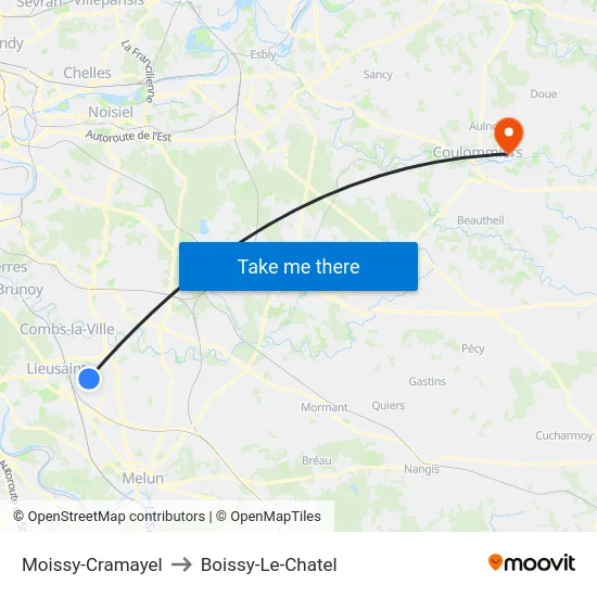 Moissy-Cramayel to Boissy-Le-Chatel map