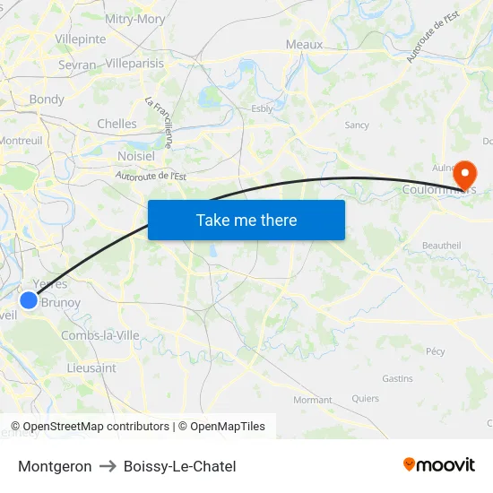 Montgeron to Boissy-Le-Chatel map