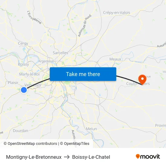 Montigny-Le-Bretonneux to Boissy-Le-Chatel map