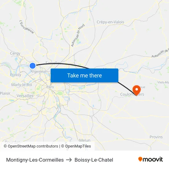 Montigny-Les-Cormeilles to Boissy-Le-Chatel map