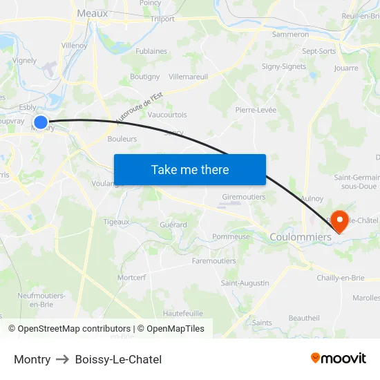 Montry to Boissy-Le-Chatel map